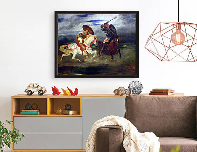 Louvre peinture francaise paire de chevaliers romantiques by Eugene Delacroix