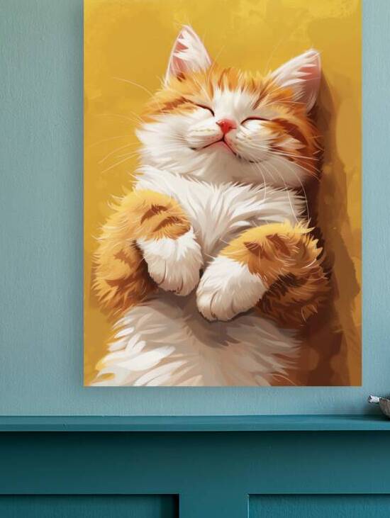 Ginger Cat Dreams Contemporary Vector Art by Anne Laure GOUPIL