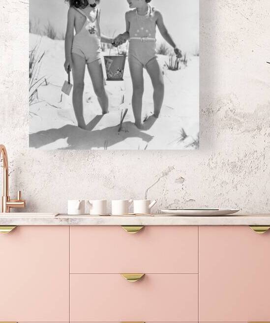 1930s TWO FRIENDS HOLDING HANDS ON THE BEACH 177431 by Panoramic Images