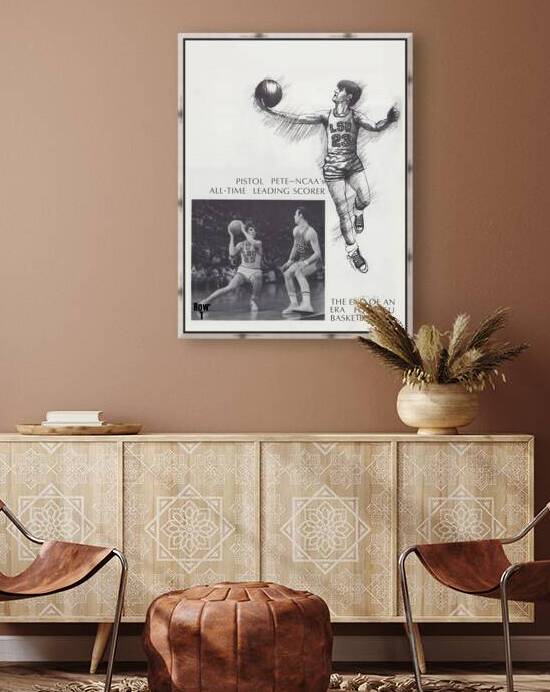 1970 LSU Pistol Pete Maravich Basketball Art by Row One Brand