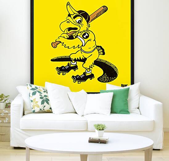 Dick Spencer Iowa Herky Hawk Baseball Cartoon Art by Row One Brand