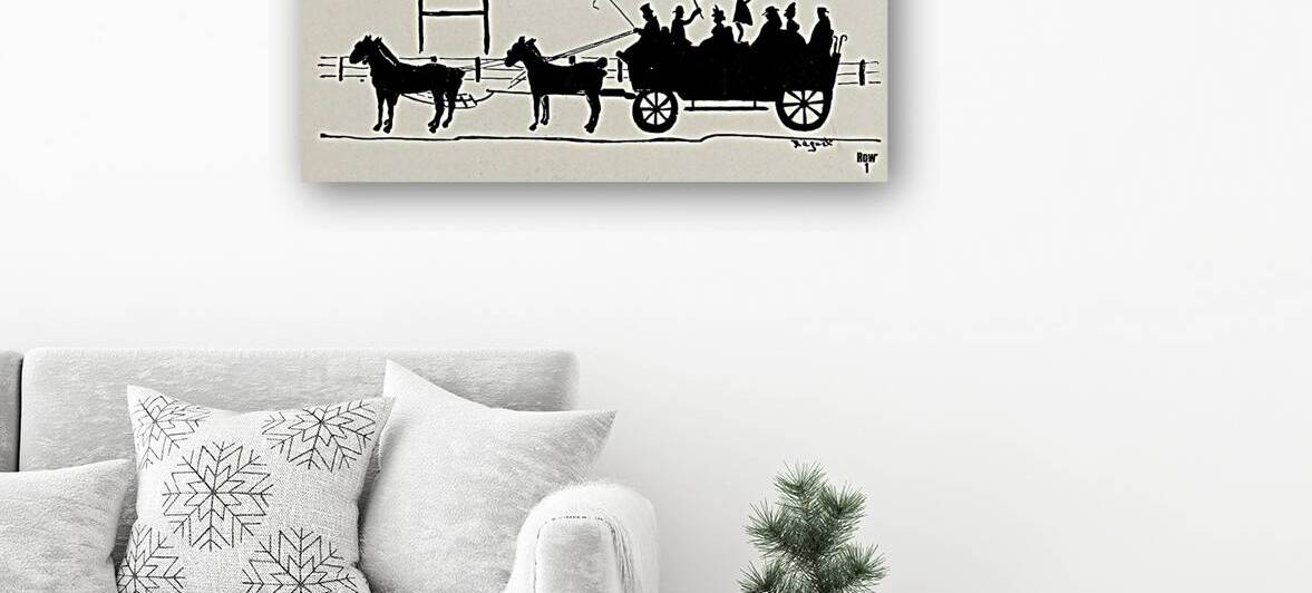 horse buggy early 1900s football art by Row One Brand