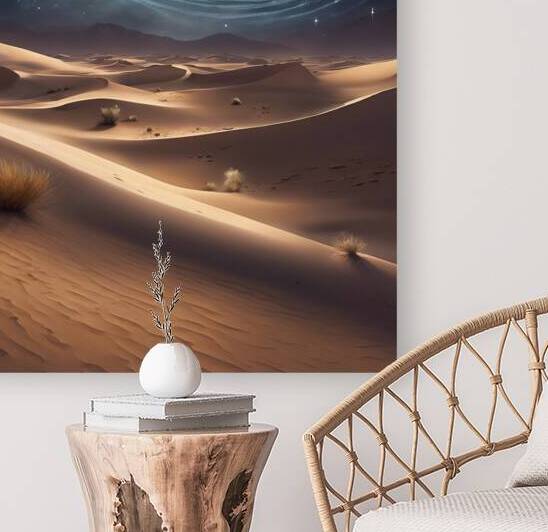 Picture a desert landscape under a starry night sky by Best Artist