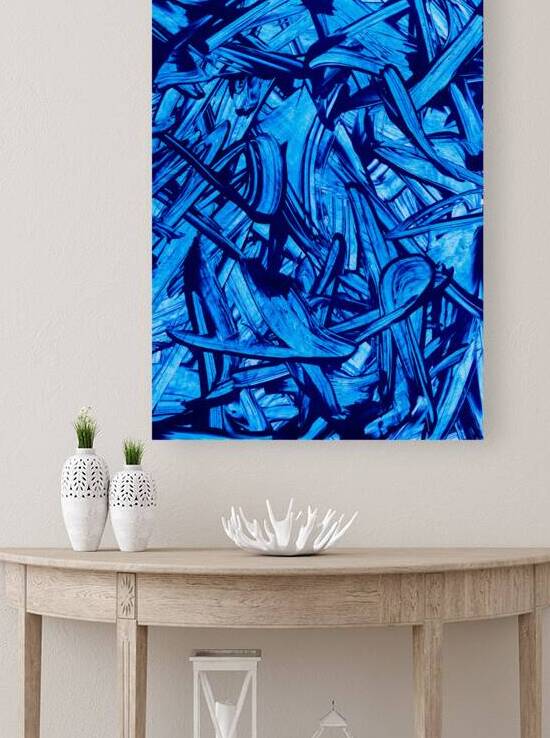 Abstract blue paint artwork by TAHDAINI