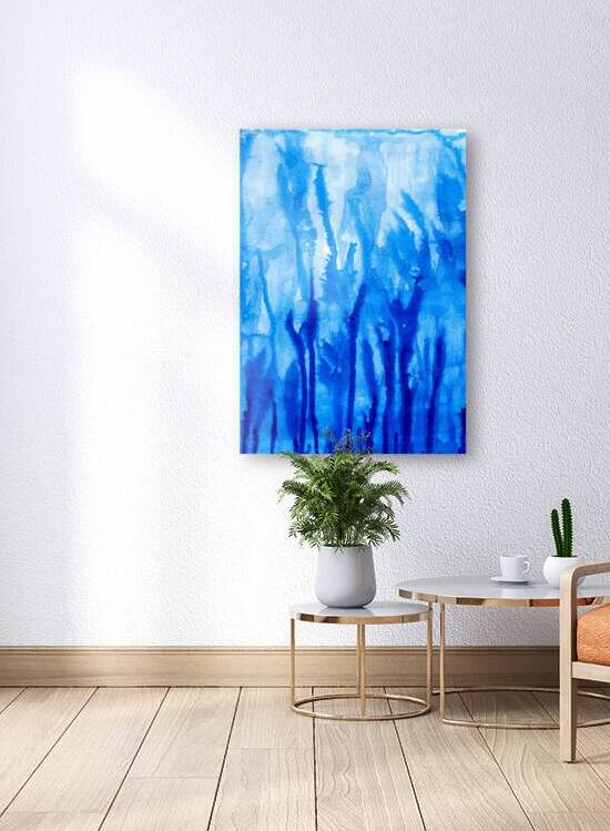 Abstract blue watercolor painting by TAHDAINI