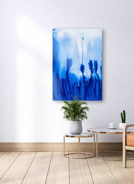 Abstract blue watercolor painting by TAHDAINI