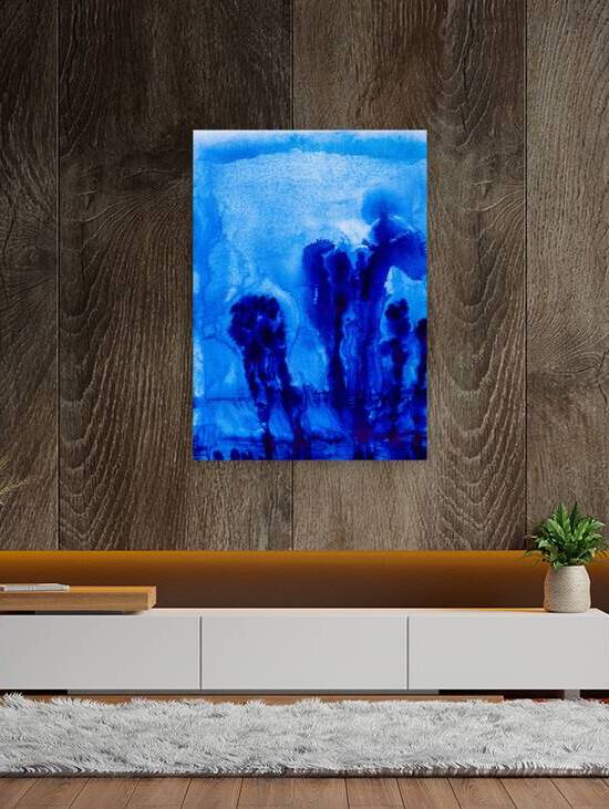 Abstract blue watercolor painting by TAHDAINI