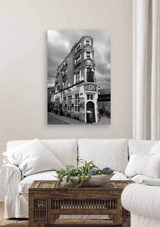 The Black Friar London Pub Bar in Black and White by Gill Billington