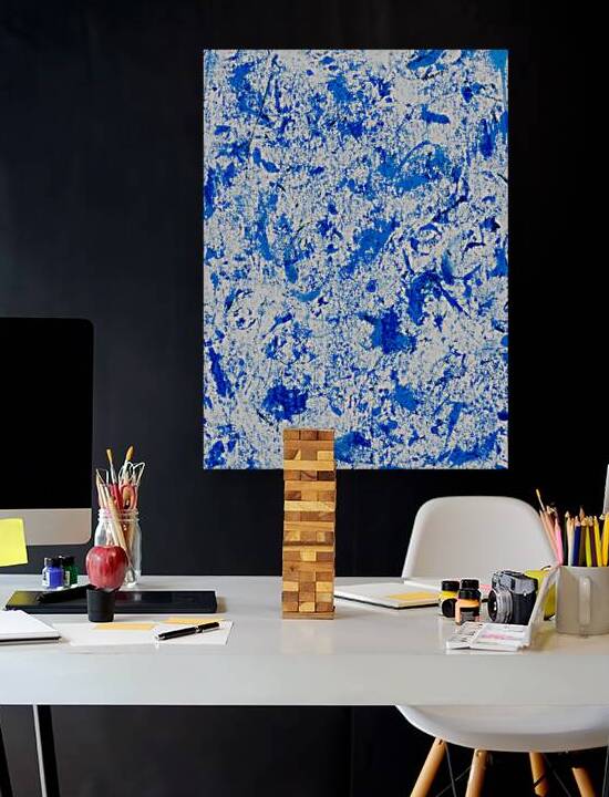 Abstract blue paint grunge background. Abstract blue painting.   by TAHDAINI