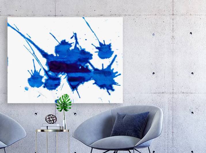 Abstract blue painting. Abstract blue paint grunge background. by TAHDAINI