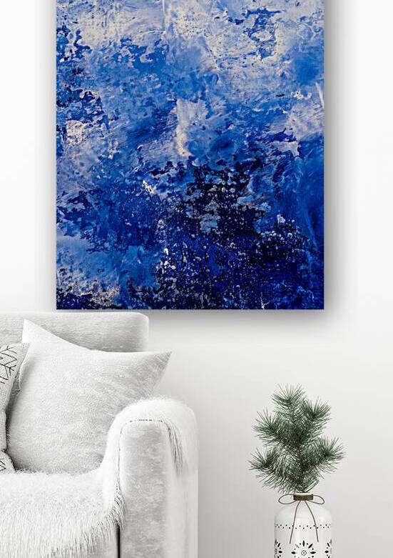 Abstract blue painting. Abstract blue paint grunge background. by TAHDAINI