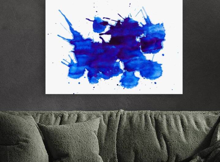 Abstract blue painting. Abstract blue paint grunge background. by TAHDAINI