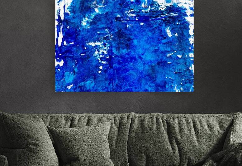 Abstract blue painting. Abstract blue paint grunge background. by TAHDAINI