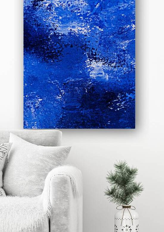 Abstract blue painting. Abstract blue paint grunge background. by TAHDAINI