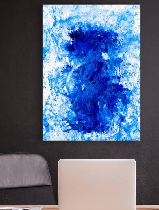 Abstract blue painting. Abstract blue paint grunge background. by TAHDAINI