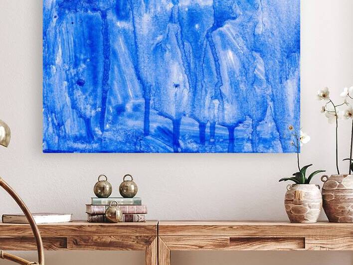 Abstract blue painting. Abstract blue paint grunge background. by TAHDAINI