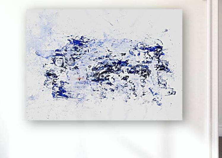 Abstract blue painting. Abstract blue paint grunge background. by TAHDAINI