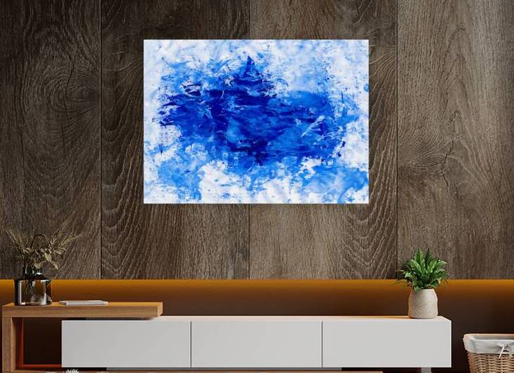 Abstract blue painting. Abstract blue paint grunge background. by TAHDAINI