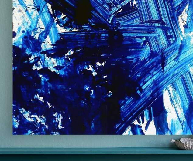 Abstract blue painting. Abstract blue paint grunge background. by TAHDAINI