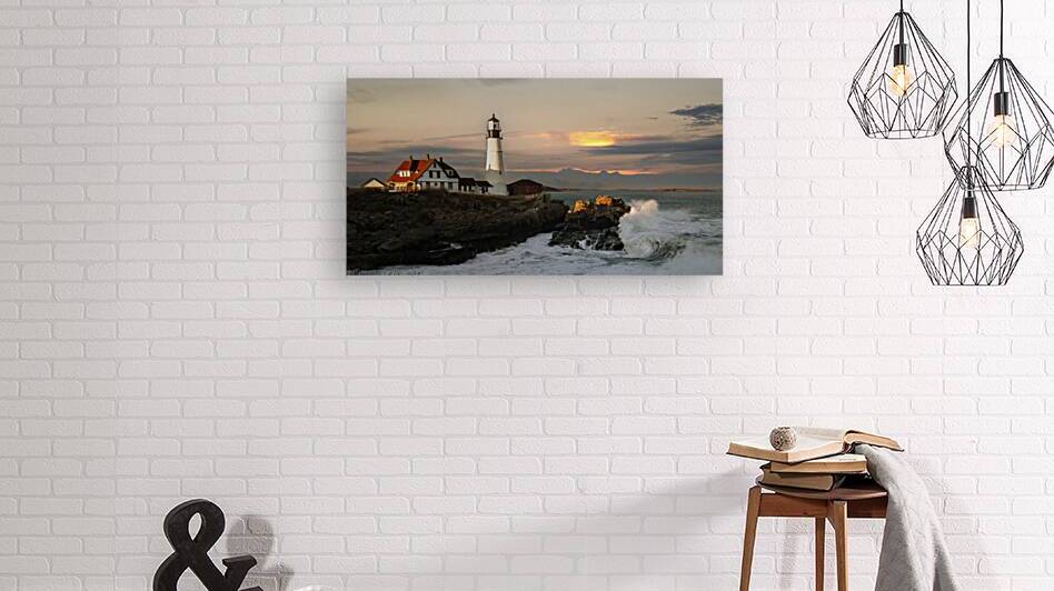 Maine Portland Cape Elizabeth  Lighthouse Sunset Panorama 2 by Norma Brandsberg Photography