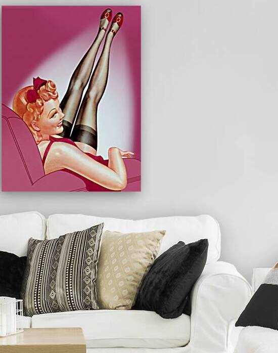 Pin Up Art Blonde With Legs Up by vintagesupreme