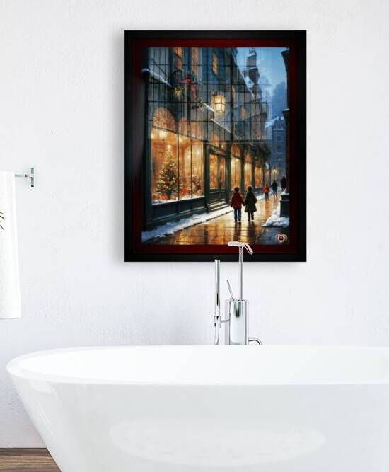 Children Viewing A Restaurant Christmas Celebration Nostalgic AI Concept Art by Xzendor7 by xzendor7