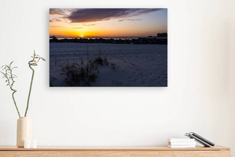 Destin Patch Of Grass And Jetty Sunset by Jennifer White