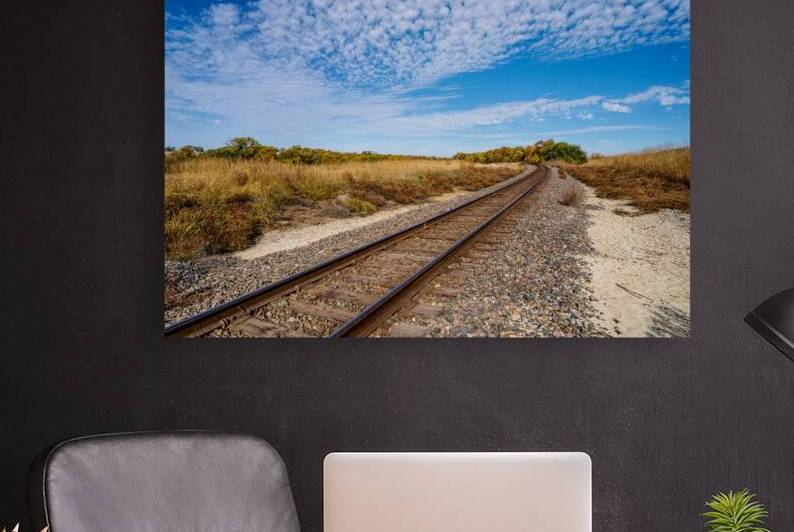 Nebraska Train Track Under Honeycomb Clouds by Jennifer White