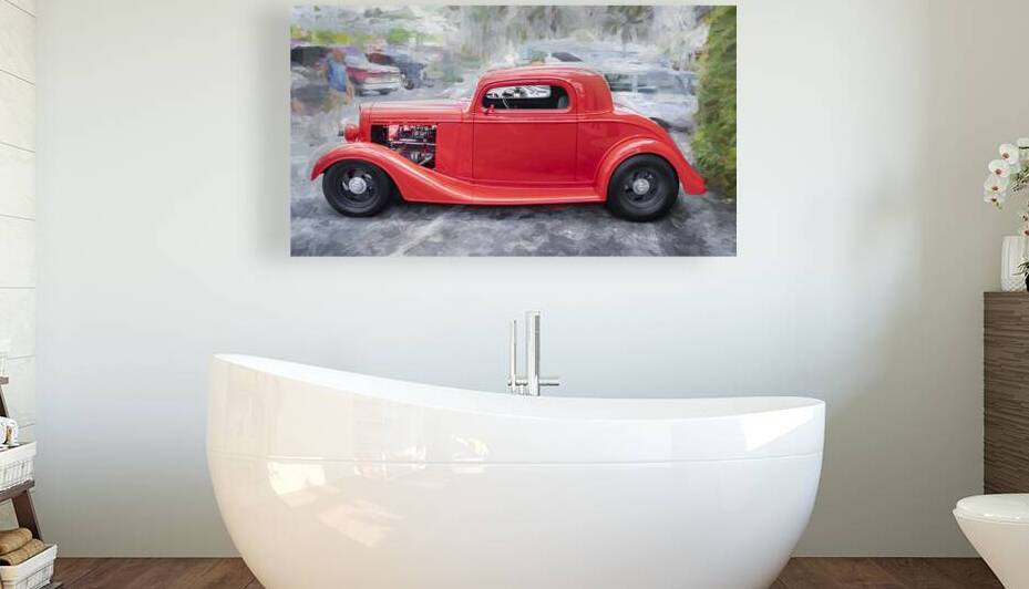 1934 Red Ford 3 Window Coupe X 2 by Rich Franco