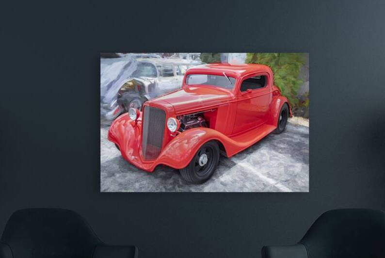 1934 Red Ford 3 Window Coupe X 3 by Rich Franco