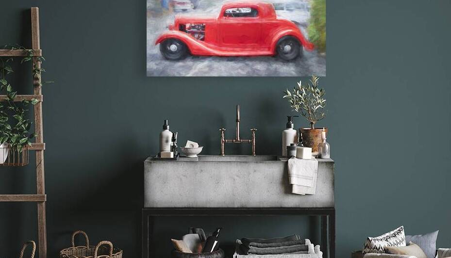 1934 Red Ford 3 Window Coupe X 5 by Rich Franco