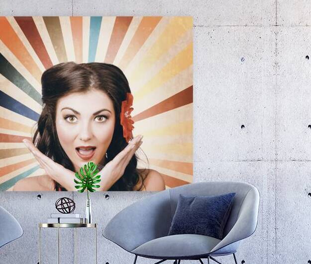 Beautiful retro brunette girl with surprised look by Jorgo