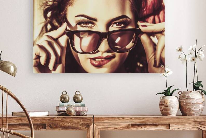 Hip 60s pinup girl in classic eyewear sunglasses by Jorgo