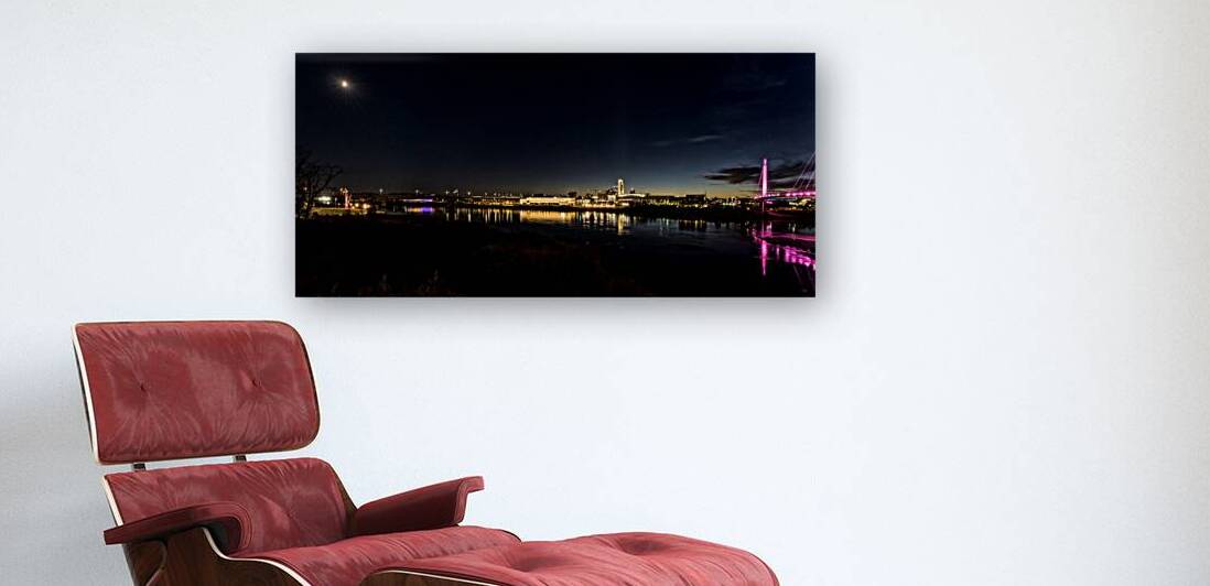 Missouri River Nebraska Iowa Night Pano by Jennifer White