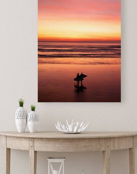 Surfers at Sunset In Pismo Beach by dronesey