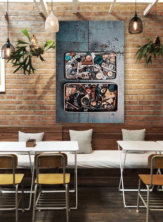 old metal container full of buttons by Gualtiero Boffi