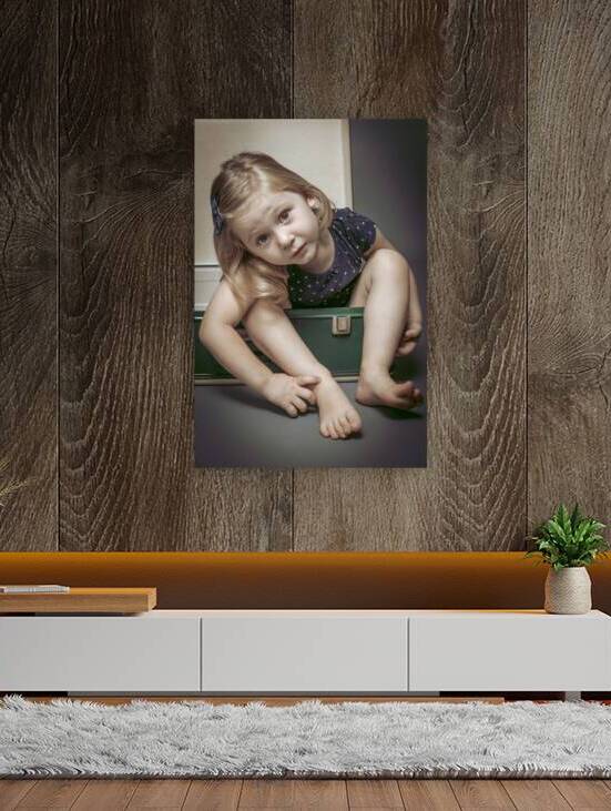 portrait of girl inside an old suitcase by Gualtiero Boffi