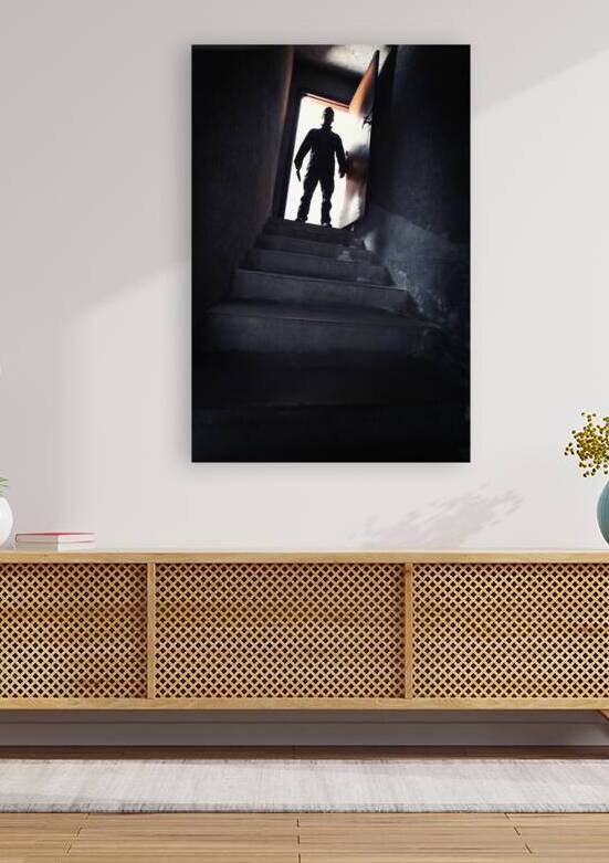 killer and stair by Gualtiero Boffi