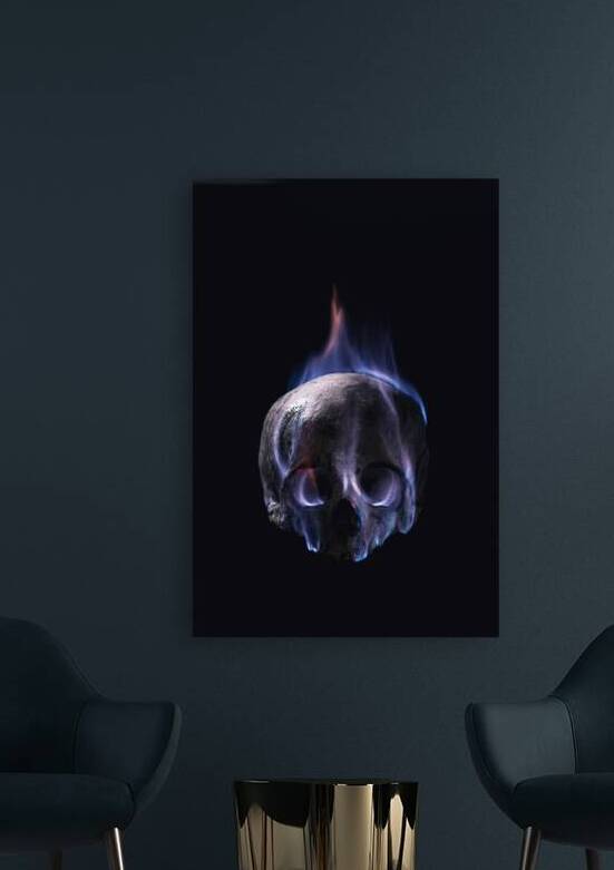 human skull in flames  by Gualtiero Boffi