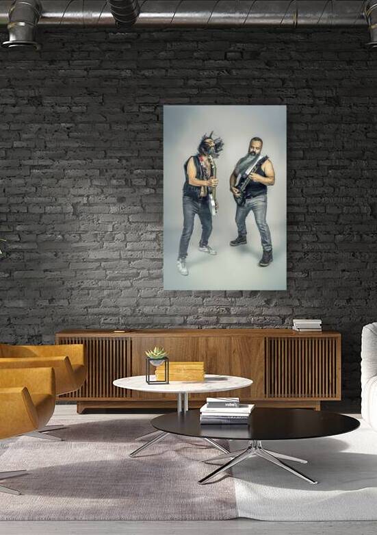 rockers with long beard play bass and guitar by Gualtiero Boffi