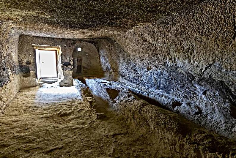 open air museum in goreme turkey detail of an interior room by Gualtiero Boffi