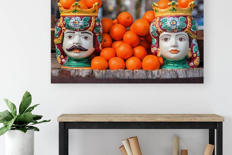 traditional Sicilian ceramic heads  by Gualtiero Boffi