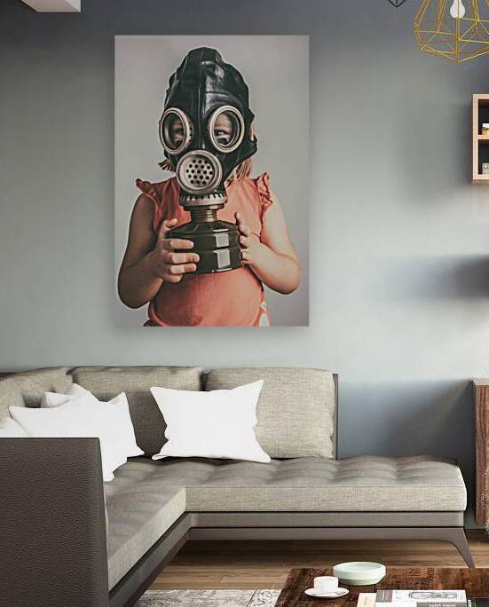 portrait of a little girl with gas mask. by Gualtiero Boffi