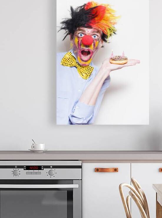 Surprise Happy Birthday Clown Holding Party Cake by Jorgo