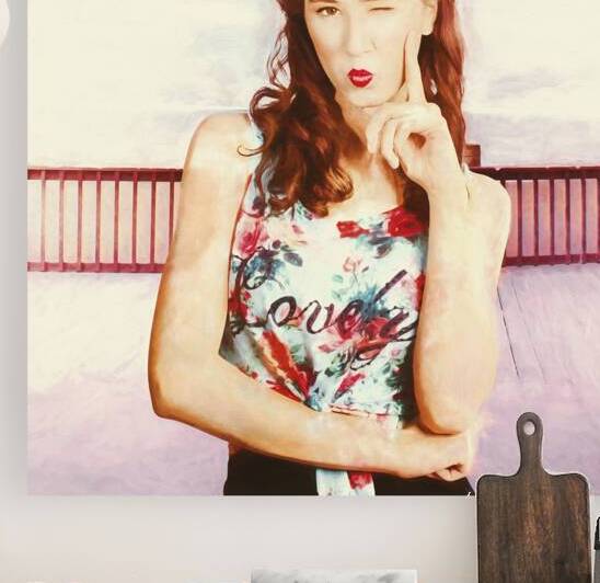 Retro clip art of a thinking pin-up woman by Jorgo