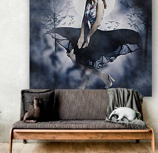 Scared young woman in eerie halloween forest  by Jorgo