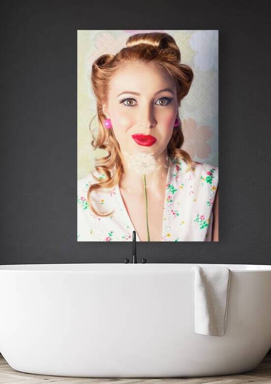 Spring Beauty. Beautiful Retro Girl Blowing Flower by Jorgo