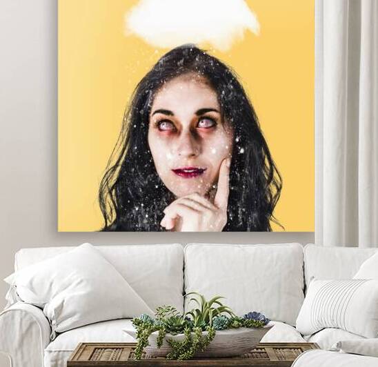 Dead zombie business woman brainstorming a idea by Jorgo