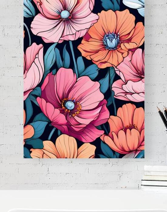 Blooming Elegance: Pink and Orange Floral Pattern by Artshop