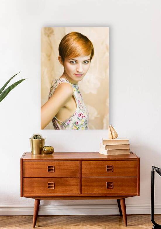 Short haired girl in floral dress by Jorgo